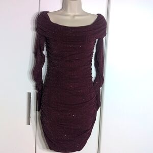 Women's Off Shoulder Burgundy Dress Size Small